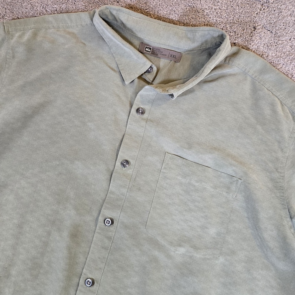 REI Co-op Sausalito Short Sleeve Light Sage Green Button‎ Down Shirt Size 2XL
